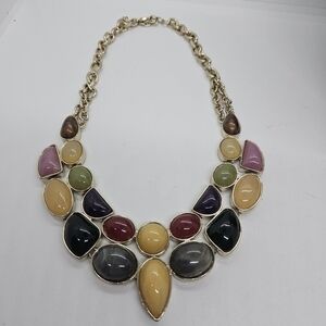 LOFT multicolor bib necklace gold tone